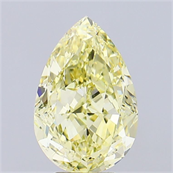 Picture of Lab Grown Diamond 4.65 Carats, Pear with  Cut, Fancy Intense Yellow Color, VS1 Clarity and Certified by IGI