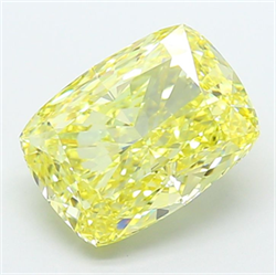 Picture of Lab Grown Diamond 6.03 Carats, CUSHION MODIFIED with  Cut, Fancy Intense Yellow Color, VS1 Clarity and Certified by IGI