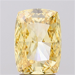Picture of Lab Grown Diamond 3.06 Carats, CUSHION MODIFIED with  Cut, Fancy Intense Yellow Color, VVS2 Clarity and Certified by IGI