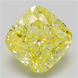 Picture of Lab Grown Diamond 5.12 Carats, CUSHION MODIFIED with  Cut, Fancy Intense Yellow Color, VVS2 Clarity and Certified by IGI