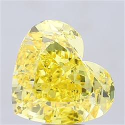 Picture of Lab Grown Diamond 9.81 Carats, Heart with  Cut, Fancy Vivid Yellow Color, VS2 Clarity and Certified by IGI