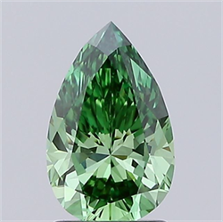 Picture of Lab Grown Diamond 1.51 Carats, Pear with  Cut, Fancy Vivid Green Color, VVS2 Clarity and Certified by IGI