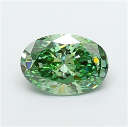 Picture of Lab Grown Diamond 1.50 Carats, Oval with  Cut, Fancy Vivid Green Color, VS2 Clarity and Certified by IGI