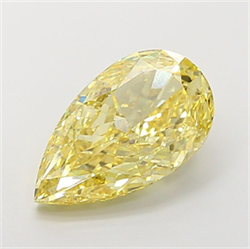 Picture of Lab Grown Diamond 5.02 Carats, Pear with  Cut, Fancy Intense Yellow Color, VS2 Clarity and Certified by IGI