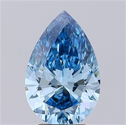 Picture of Lab Grown Diamond 3.29 Carats, Pear with  Cut, Fancy Vivid Blue Color, VS2 Clarity and Certified by IGI