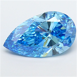Picture of Lab Grown Diamond 5.09 Carats, Pear with  Cut, Fancy Vivid Blue Color, VS2 Clarity and Certified by IGI