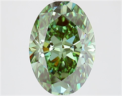 Picture of Lab Grown Diamond 3.01 Carats, Oval with  Cut, Fancy Vivid Green Color, VS1 Clarity and Certified by IGI
