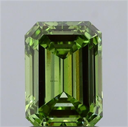 Picture of Lab Grown Diamond 1.55 Carats, Emerald with  Cut, Fancy Vivid Green Color, VS2 Clarity and Certified by IGI