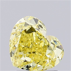 Picture of Lab Grown Diamond 1.50 Carats, Heart with  Cut, Fancy Intense Yellow Color, VVS2 Clarity and Certified by IGI
