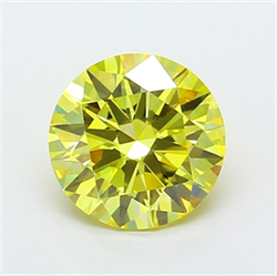 Picture of Lab Grown Diamond 1.87 Carats, Round with Excellent Cut, Fancy Vivid Yellow Color, VVS2 Clarity and Certified by IGI