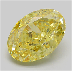 Picture of Lab Grown Diamond 6.53 Carats, Oval with  Cut, Fancy Intense Yellow Color, VS1 Clarity and Certified by IGI
