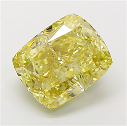 Picture of Lab Grown Diamond 4.51 Carats, CUSHION MODIFIED with  Cut, Fancy Intense Yellow Color, VS1 Clarity and Certified by IGI