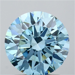 Picture of Lab Grown Diamond 1.51 Carats, Round with Ideal Cut, Fancy Intense Blue Color, VS1 Clarity and Certified by IGI