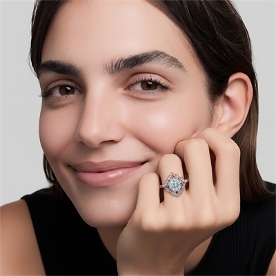 1.50 center Lab Grown Art deco Halo engagement ring`for Rounds Cushions and Princess diamonds