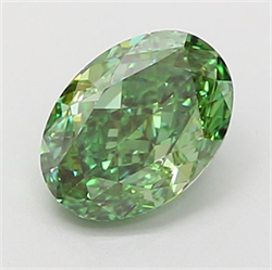 Picture of Lab Grown Diamond 1.61 Carats, Oval with  Cut, Fancy Vivid Green Color, VVS2 Clarity and Certified by IGI