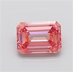 Picture of Lab Grown Diamond 1.55 Carats, Emerald with  Cut, Fancy Vivid Pink Color, VVS2 Clarity and Certified by IGI