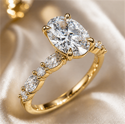 Picture of Oval diamond ring setting with 0.62 carat side lab diamonds