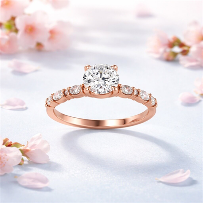 Oval diamond ring setting with 0.62 carat side lab diamonds