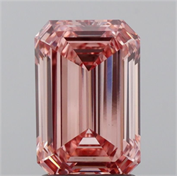 Picture of Lab Grown Diamond 1.93 Carats, Emerald with  Cut, Fancy Vivid Pink Color, VS1 Clarity and Certified by IGI