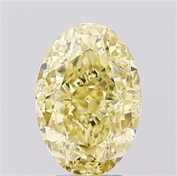 Picture of Lab Grown Diamond 3.02 Carats, Oval with  Cut, Fancy Intense Yellow Color, VS1 Clarity and Certified by IGI