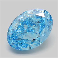 Picture of Lab Grown Diamond 4.11 Carats, Oval with  Cut, Fancy Vivid Blue Color, VVS2 Clarity and Certified by IGI