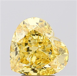 Picture of Lab Grown Diamond 4.01 Carats, Heart with  Cut, Fancy Vivid Yellow Color, VS1 Clarity and Certified by IGI