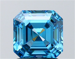 Picture of Lab Grown Diamond 2.05 Carats, Asscher with  Cut, Fancy Vivid Blue Color, IF Clarity and Certified by IGI