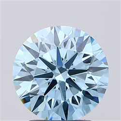Picture of Lab Grown Diamond 1.79 Carats, Round with Ideal Cut, Fancy Vivid Blue Color, VS1 Clarity and Certified by IGI