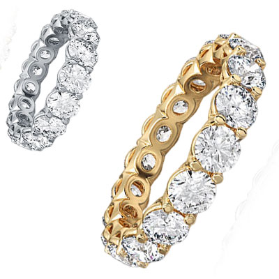 Low Dome 3 carat Lab Diamonds, E VVS2 certified Eternity ring