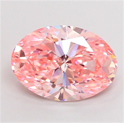Picture of Lab Grown Diamond 4.01 Carats, Oval with  Cut, Fancy Vivid Pink Color, VVS2 Clarity and Certified by IGI