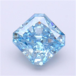 Picture of Lab Grown Diamond 1.30 Carats, SQUARE RADIANT with  Cut, Fancy Vivid Blue Color, VVS2 Clarity and Certified by IGI
