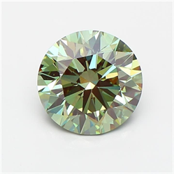 Picture of Lab Grown Diamond 2.08 Carats, Round with Excellent Cut, Fancy Vivid Green Color, VVS2 Clarity and Certified by IGI