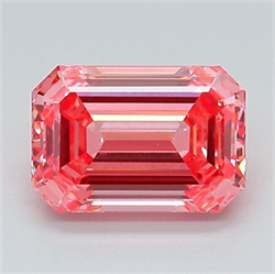 Picture of Lab Grown Diamond 1.59 Carats, Emerald with  Cut, Fancy Vivid Pink Color, VS1 Clarity and Certified by IGI
