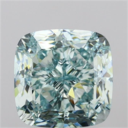 Picture of Lab Grown Diamond 3.01 Carats, CUSHION MODIFIED with  Cut, Fancy Intense Green Color, VS2 Clarity and Certified by IGI