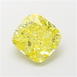 Picture of Lab Grown Diamond 2.90 Carats, CUSHION MODIFIED with  Cut, Fancy Vivid Yellow Color, VS2 Clarity and Certified by IGI