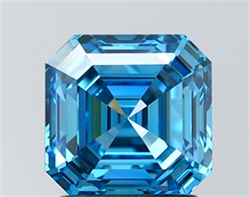 Picture of Lab Grown Diamond 2.06 Carats, Asscher with  Cut, Fancy Vivid Blue Color, VVS2 Clarity and Certified by IGI