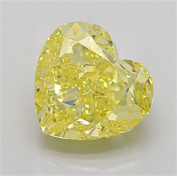 Picture of Lab Grown Diamond 4.58 Carats, Heart with  Cut, Fancy Intense Yellow Color, VS2 Clarity and Certified by IGI