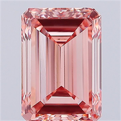 Picture of Lab Grown Diamond 1.99 Carats, Emerald with  Cut, Fancy Vivid Pink Color, VVS2 Clarity and Certified by IGI