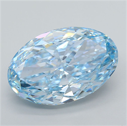 Picture of Lab Grown Diamond 10.06 Carats, Oval with  Cut, Fancy Vivid Blue Color, VS2 Clarity and Certified by IGI
