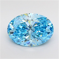 Picture of Lab Grown Diamond 3.08 Carats, Oval with  Cut, Fancy Vivid Blue Color, VVS1 Clarity and Certified by IGI
