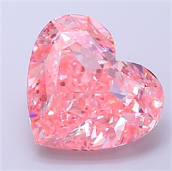 Picture of Lab Grown Diamond 3.07 Carats, Heart with  Cut, Fancy Vivid Pink Color, VS1 Clarity and Certified by IGI