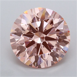 Picture of Lab Grown Diamond 2.00 Carats, Round with Ideal Cut, Fancy Vivid Pink Color, VVS2 Clarity and Certified by IGI