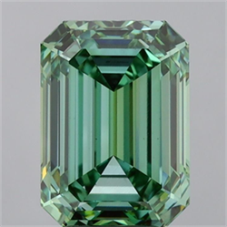 Picture of Lab Grown Diamond 5.09 Carats, Emerald with  Cut, Fancy Vivid Green Color, VS1 Clarity and Certified by IGI