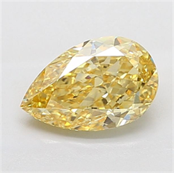 Picture of Lab Grown Diamond 2.54 Carats, Pear with  Cut, Fancy Vivid Yellow Color, VS1 Clarity and Certified by IGI