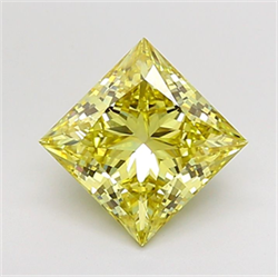 Picture of Lab Grown Diamond 3.02 Carats, Princess with  Cut, Fancy Intense Yellow Color, VS1 Clarity and Certified by IGI