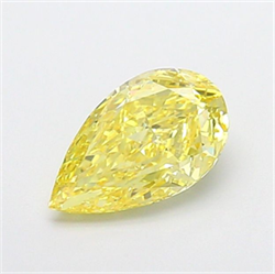 Picture of Lab Grown Diamond 1.52 Carats, Pear with  Cut, Fancy Intense Yellow Color, VVS2 Clarity and Certified by IGI