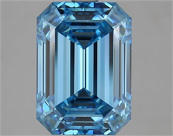Picture of Lab Grown Diamond 4.01 Carats, Emerald with  Cut, Fancy Vivid Blue Color, VVS2 Clarity and Certified by IGI