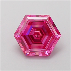 Picture of Lab Grown Diamond 1.41 Carats, HEXAGONAL with  Cut, Fancy Vivid Pink Color, VS1 Clarity and Certified by IGI