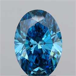 Picture of Lab Grown Diamond 3.02 Carats, Oval with  Cut, Fancy Vivid Blue Color, VS1 Clarity and Certified by IGI