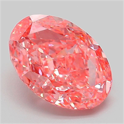 Picture of Lab Grown Diamond 3.06 Carats, Oval with  Cut, Fancy Vivid Pink Color, VVS2 Clarity and Certified by IGI